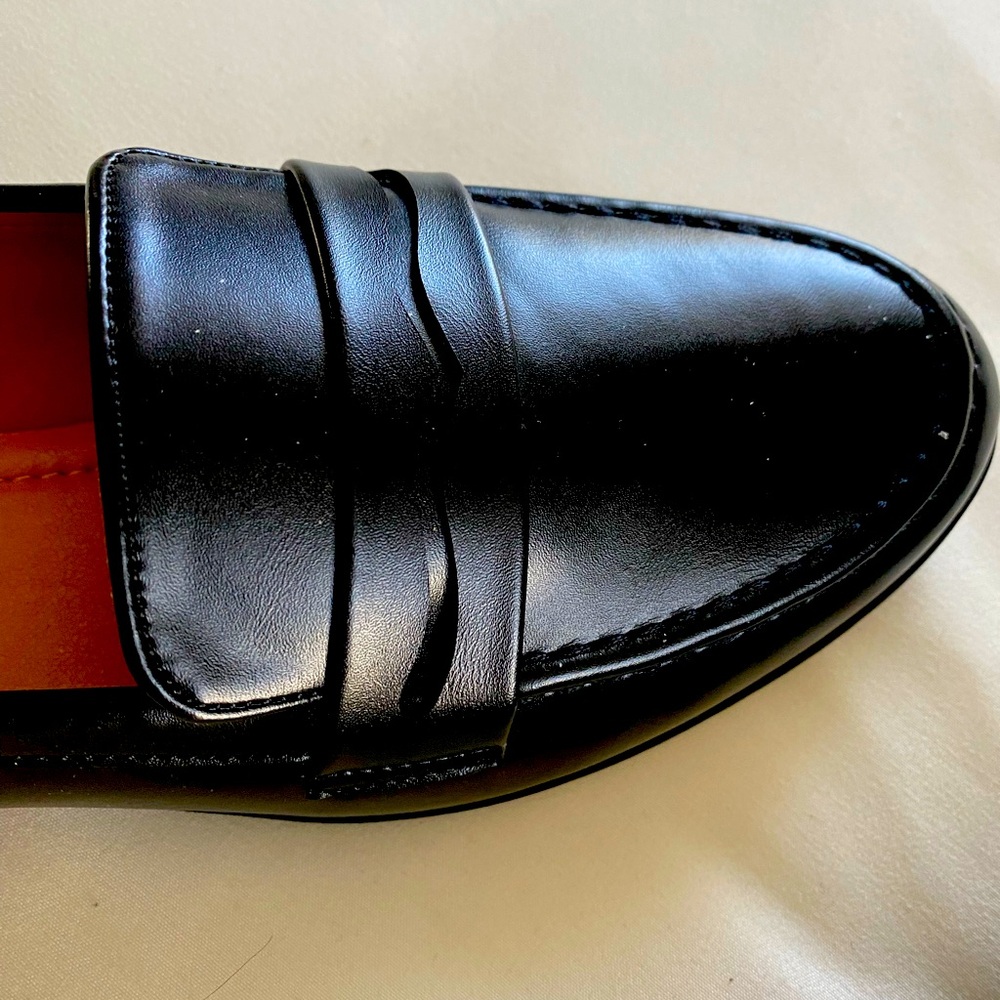 Sleek Black Leather Penny Loafers